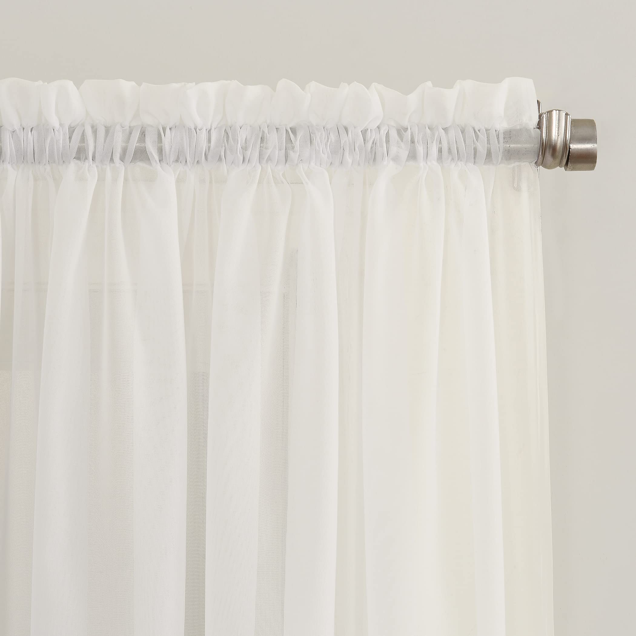 No. 918 Erica Crushed Voile Ascot Beaded Sheer Rod Pocket Curtain Valance