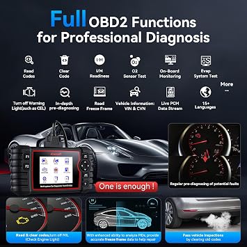 iCarsoft CR V2.0 フルシステム OBD2 スキャナー診断ツール 9リセット 10種類の自動車ブランドを診断可能 ライブデータ/バッテリーテスト/BMSリセット/自動VIN/スキャナー 車用 生涯無料アップデート