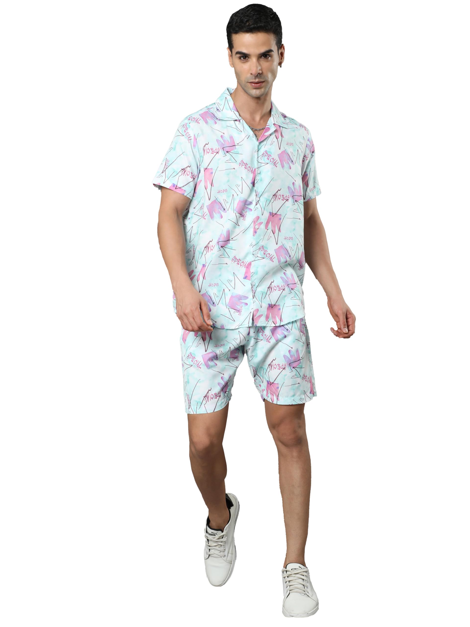 bushirt Mens Printed Regular White Color Night Suit Set-MNS0195-picture-36