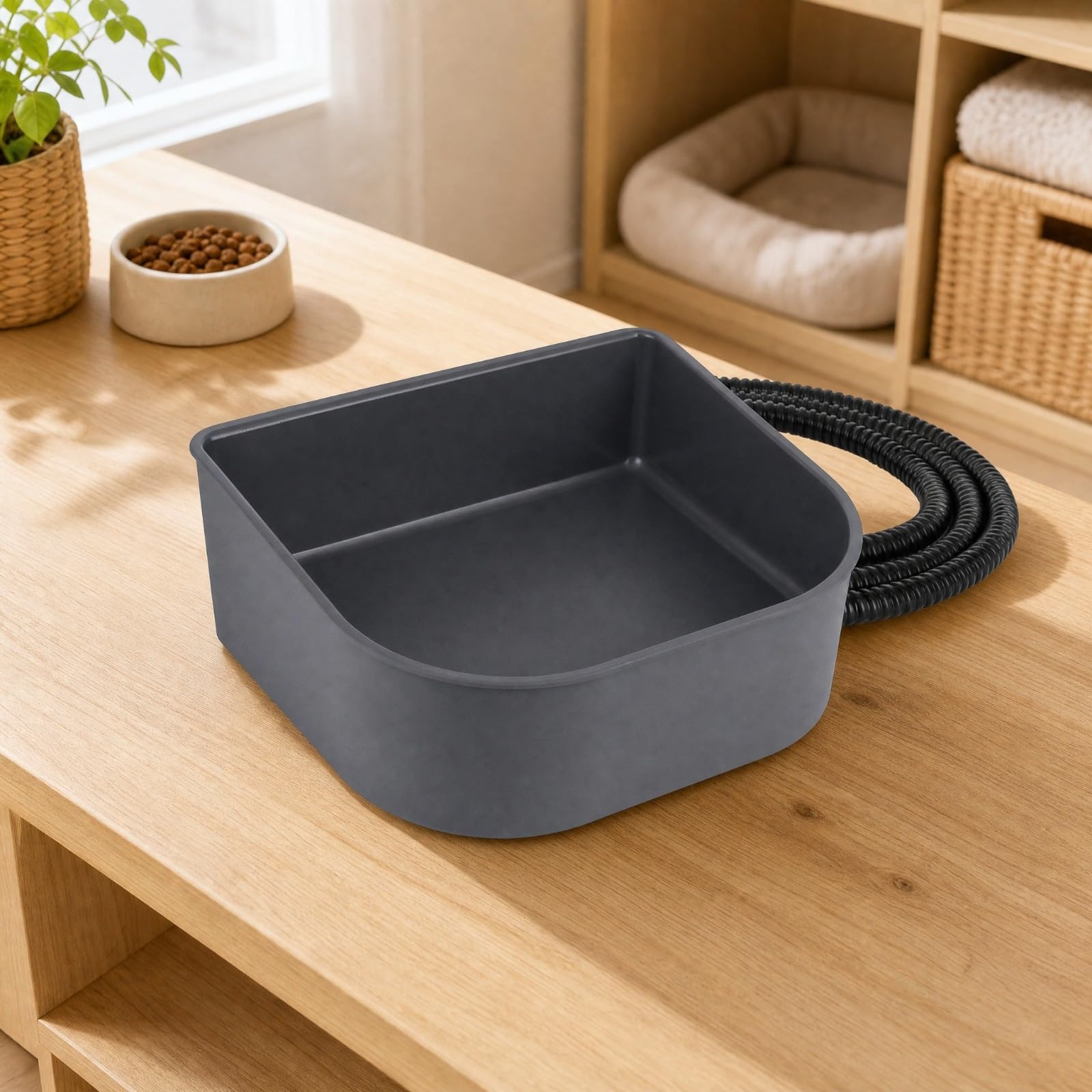 Recipiente para Beber con Cable Alimentación Anticongelante Pequeño para Gatos, Patio, Hábitat Conejos