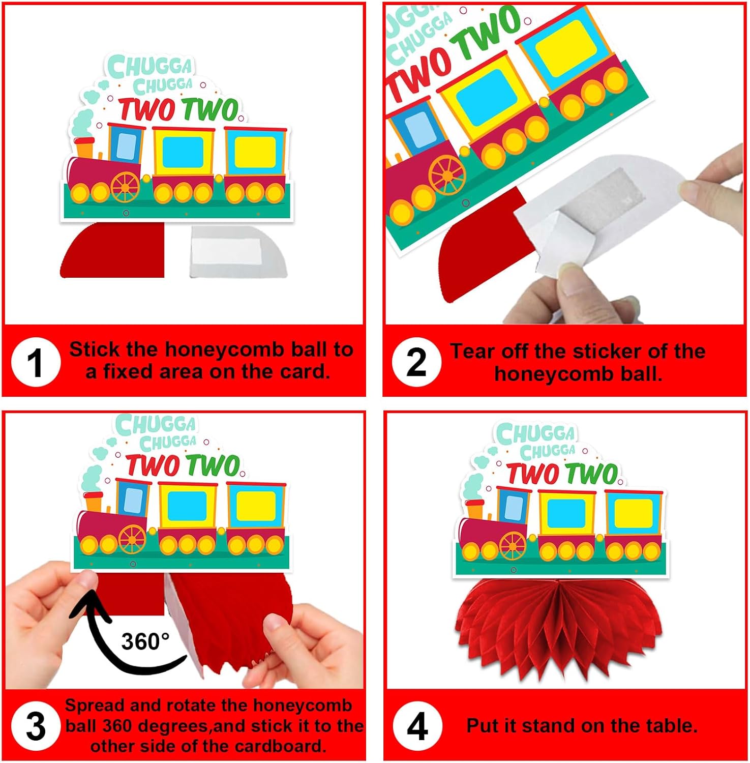 Steam Train Honeycomb Centerpieces Railroad Railway Crossing Transportation Rhyming Story Theme Decor for Boys Girls High Chair 1st Birthday Party Baby Shower Supplies Decorations Photo Booth Props