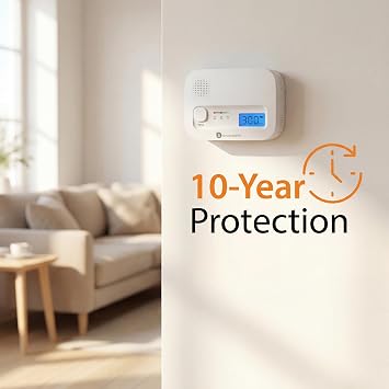 Smartwares Carbon Monoxide Detector - 10 Year Sensor - Digital Screen - Display and Test Button - FGA-13041