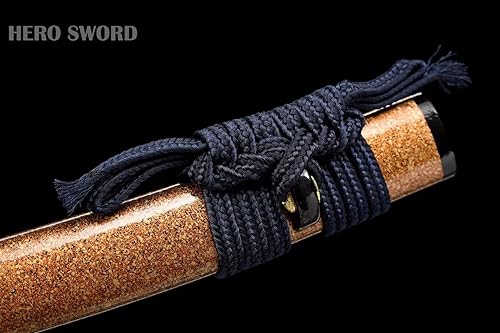 Miniatura 8 de HERO SWORD Espada samurái de acero de Damasco hecha a mano, espada corta y atética japonesa Tanto Espada de dragón dorado, Tsuba, Espada fresca,