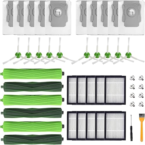 Piezas de repuesto Accesorios para irobot Roomba i1+ i7i7+ i3+ i4+i6+ i8+ J7+Plus E5 E6 E7, I & E & J Series Aspiradora, 3 cepillos de rodillo y 10