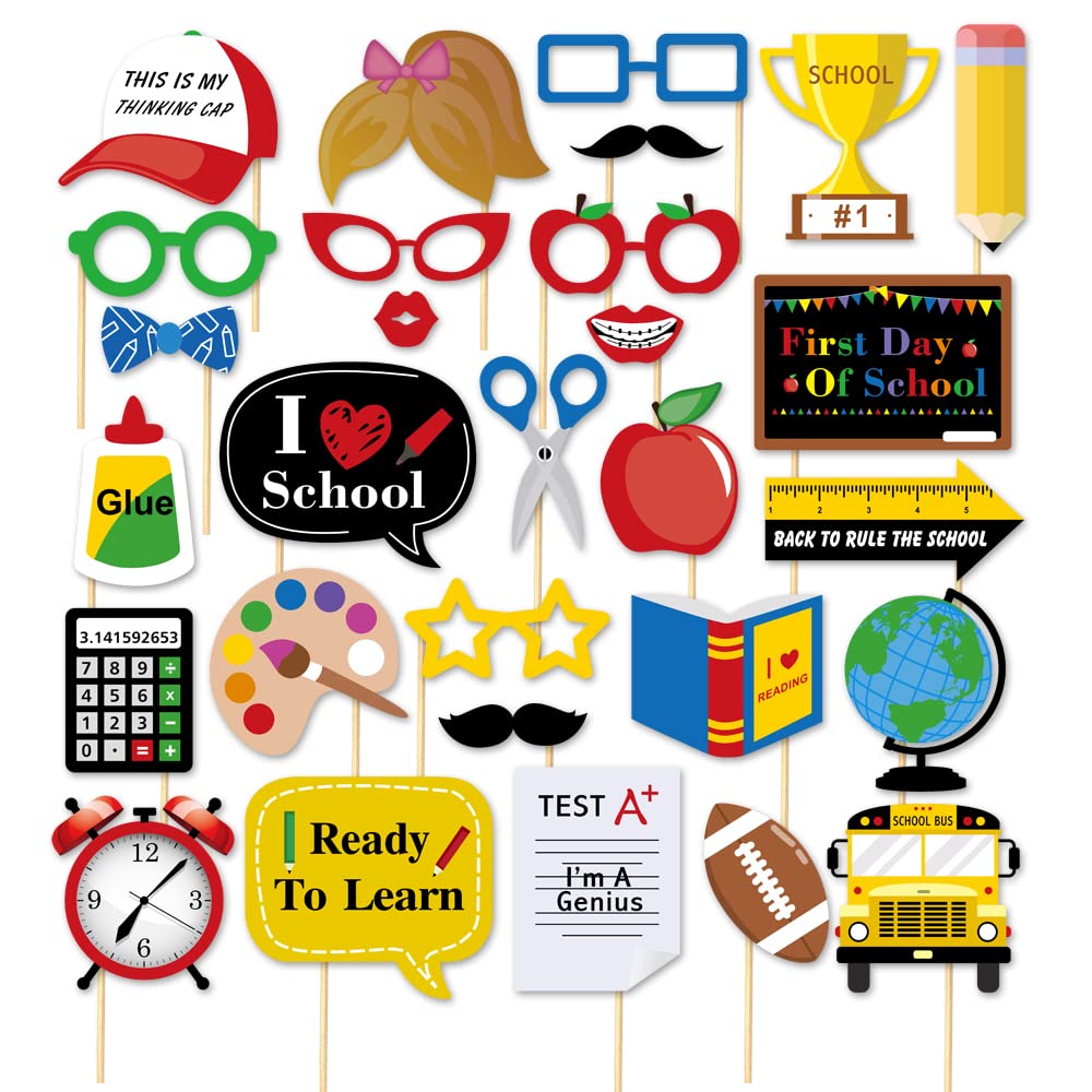 Back To School Photo Booth Props, HeiPen 29pcs First Day of School Party Decorations โ image 1