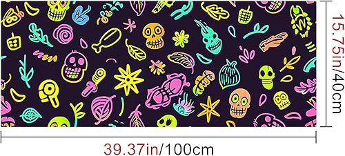 Miniatura 3 de Papel tapiz de calavera de neón para despegar y pegar, arte callejero de graffiti, mural de pared reactivo a la luz negra, adhesivo de pared para