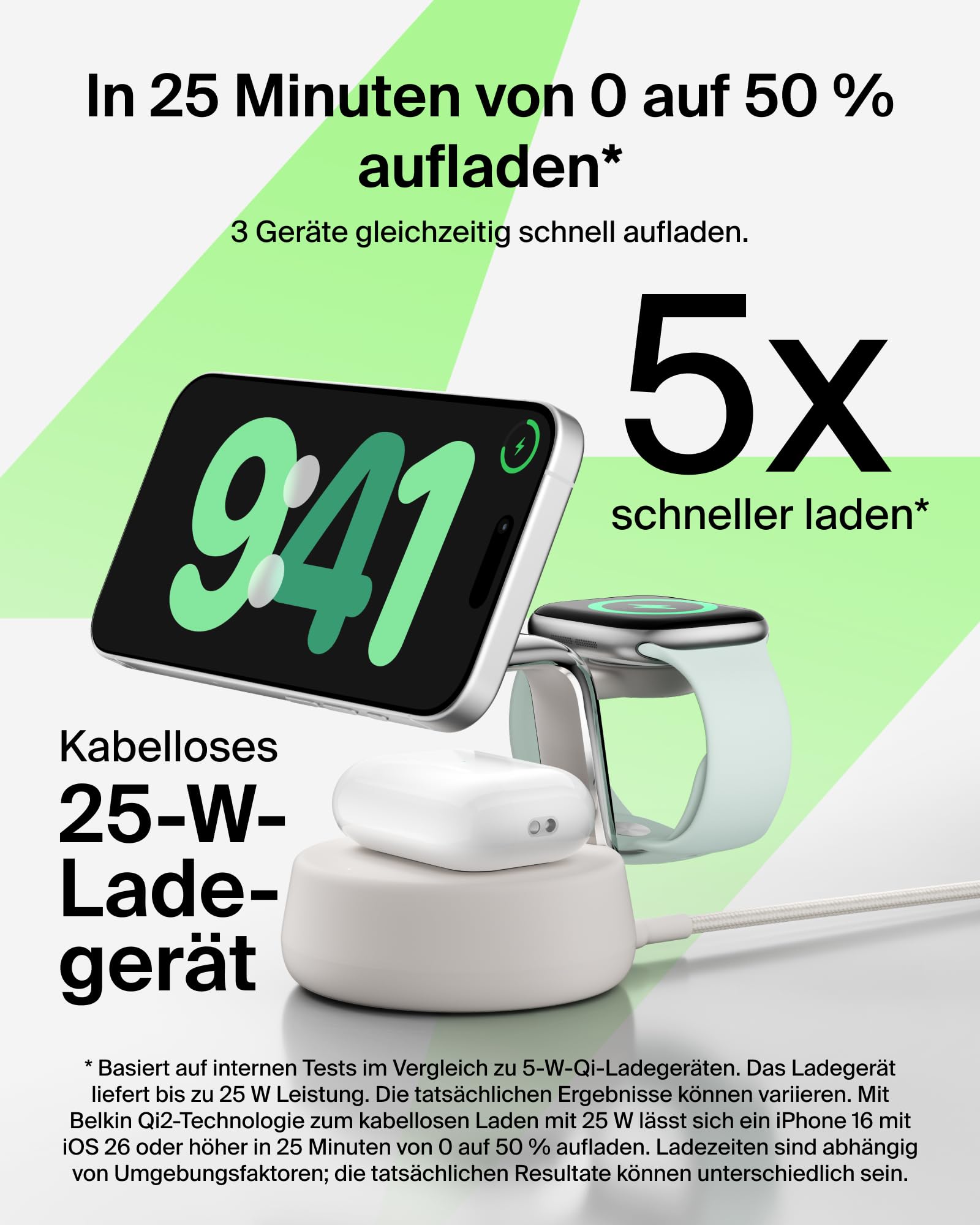 Belkin UltraCharge Pro 25W 3-in-1 Induktive Ladestation – Bild 2