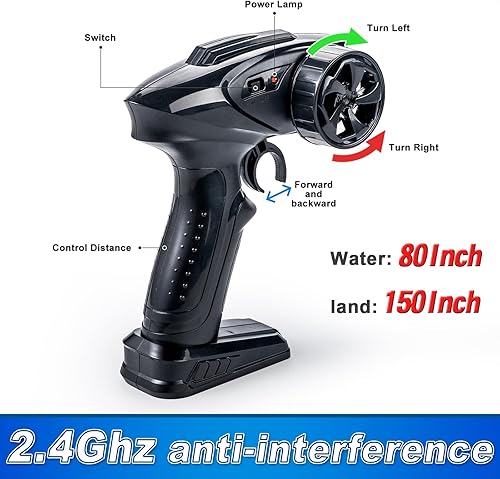 Miniatura 7 de Carox Juguete de coche anfibio a control remoto para niños, camión RC todoterreno giratorio de 360 para todo terreno, 116 IPX7, impermeable, autos