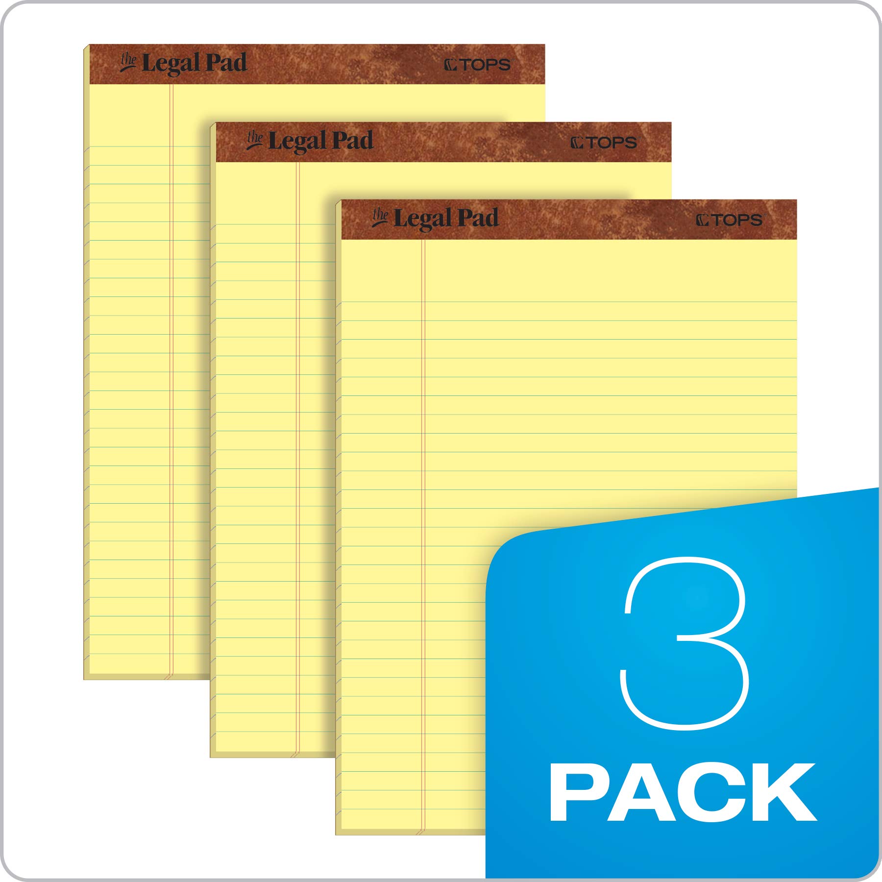 TOPS The Legal Pad Writing Pads, 8-1/2" x 11-3/4", Canary Paper, Legal Rule, 50 arkuszy (75327)