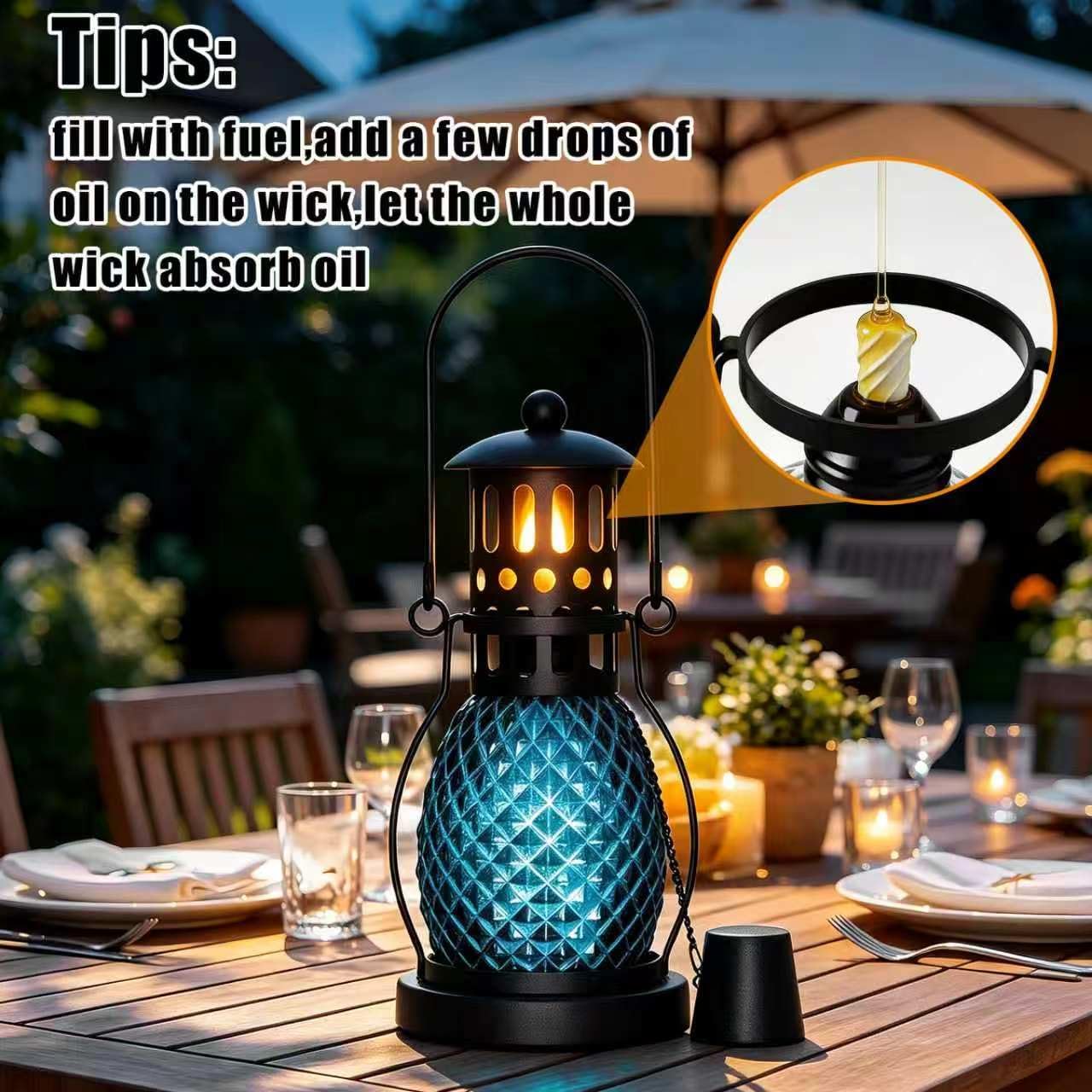 4 Pack Citronella Torches for Outside,12.5 oz Glass Table Top Torches