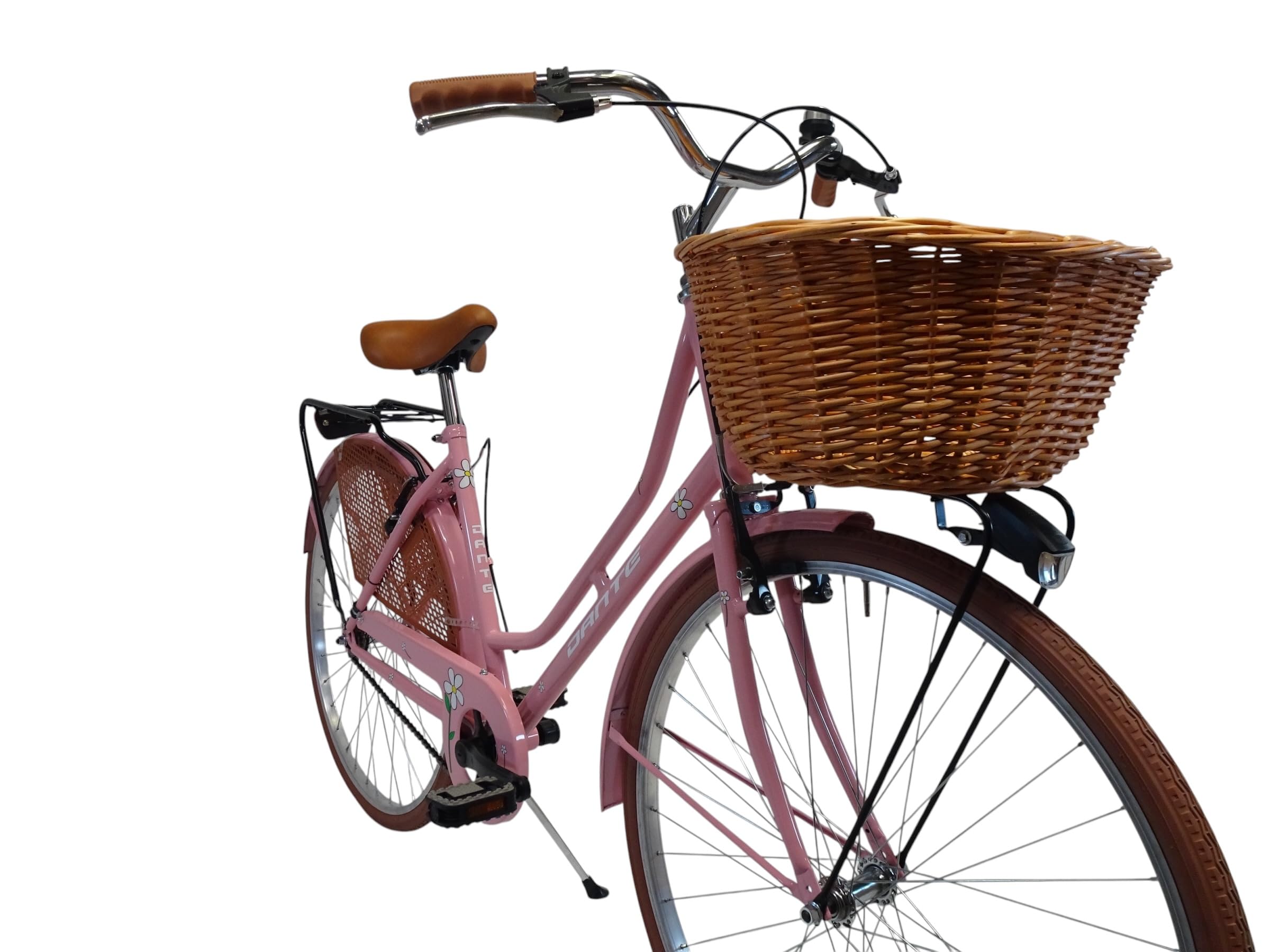 Bicicletta donna da città per passeggio Olanda 26, classica stile retrò ad una velocità, con particolati miele e cestino anteriore in vimini