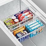 Orgneas Stainless Steel Freezer Baskets for Chest Freezer, Capacity Expandable Deep Freezer Organizer Bins Adjustable From 16.5" to 26.5" Wire Basket Storage with Hanging Handles