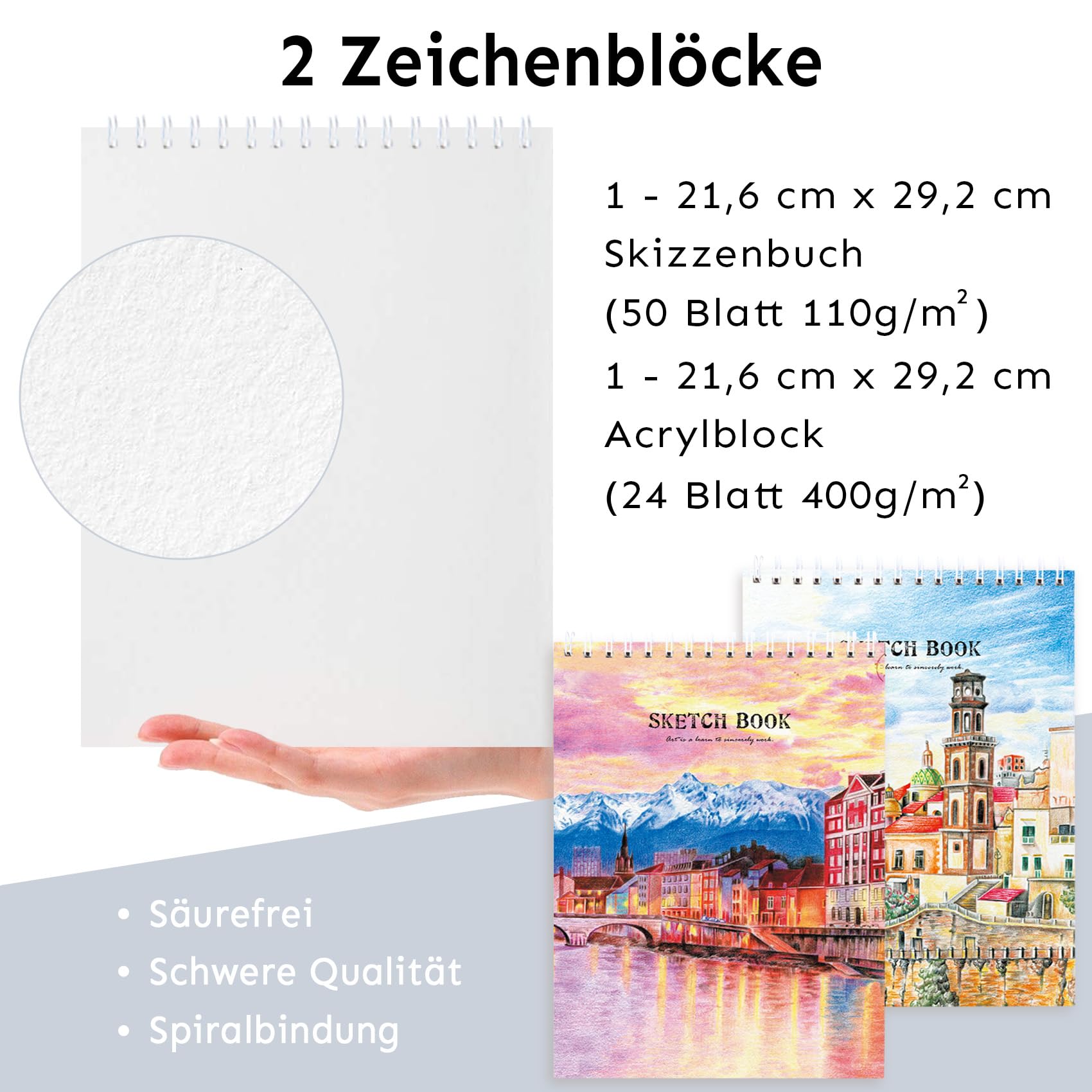TMOL All-in-One 85tlg Malset mit Tischstaffelei, Acrylfarben, Aquarell, Skizzenstiften, Buntstiften, Ölkreiden, Pinseln, Block, Palette, Koffer, Malset für Erwachsene, Künstler, Anfänger
