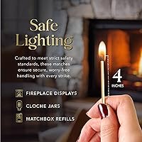 Vista 3 de ZIKANI 4-Pulgadas Cerillas Decorativas Elegantes + Pastilla de Encendido (100 Unidades) Cerillas de Madera de Punta Blanca y Seguras para Velas