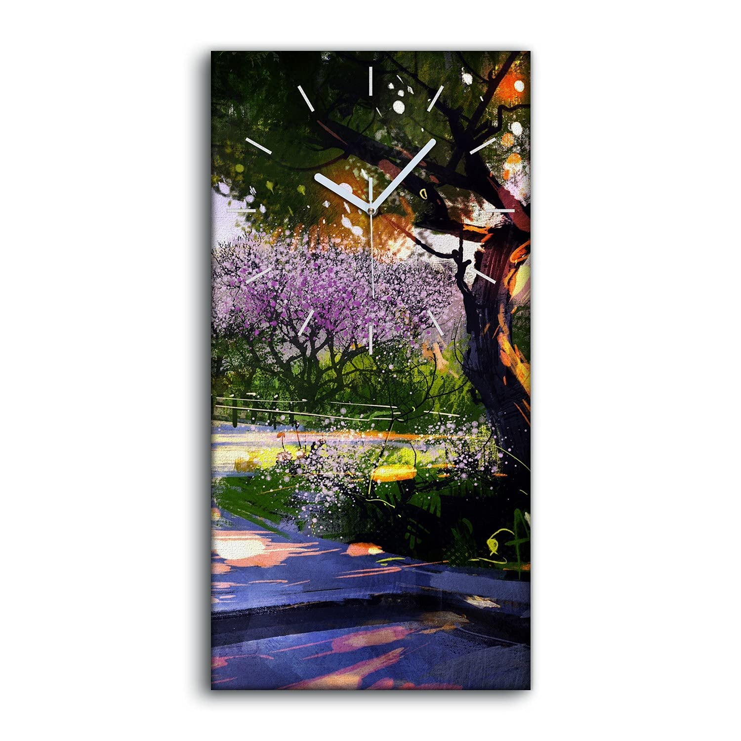 Horloge sur toile moderne salon chambre grand format 30x60 cm nature silencieuse