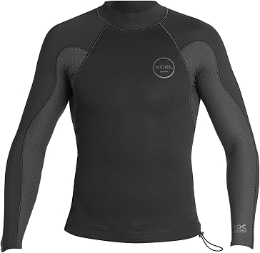 XCEL Mens Comp X Neostretch Long Sleeve 1/0.5mm TDC Wetsuit Top Black, Small