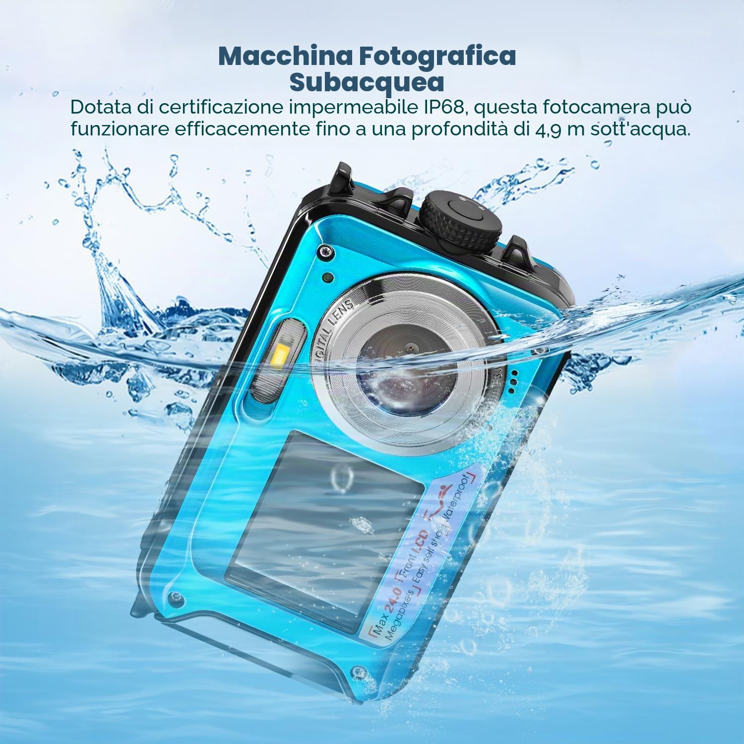 Fotocamere compatte Macchina fotografica digitale macchina fotografica digitale impermeabile Full HD 2.7K 48MP Zoom 16X Impermeabile Impermeabile Dual Kids Vibrationproof