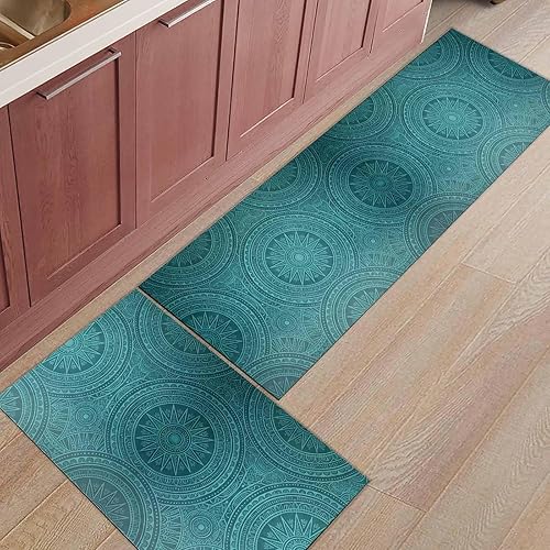 Miniatura 7 de Z&L Home Juego de 2 alfombras de cocina antideslizantes con parte trasera de goma, alfombra decorativa delgada de pelo bajo, tapete para interiores,