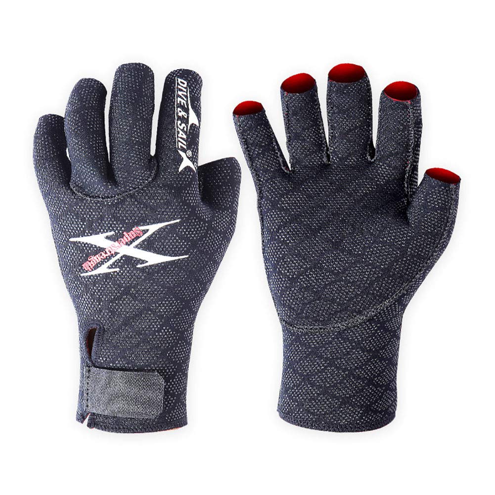 2.5MM Neoprene Professional Scuba Wetsuit Gloves Anti-Scratch Half Finger Diving Gloves Warm and Non-Slip,L