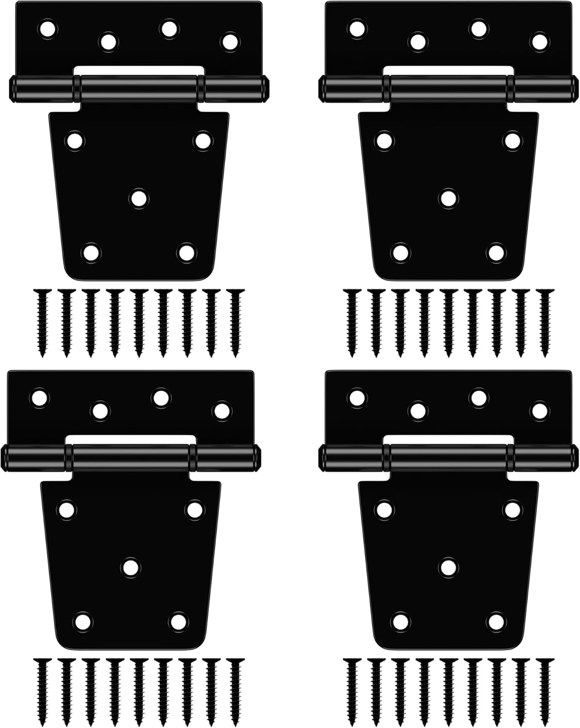 3-1/2 Inch Heavy Duty Gate Hinges, Black Iron Barn Door Hinges, Gate Strap Hinge with Extra-Long Screws, T Hinges for Wooden Fences Yard Gate Shed Barn Door, 4 Pack