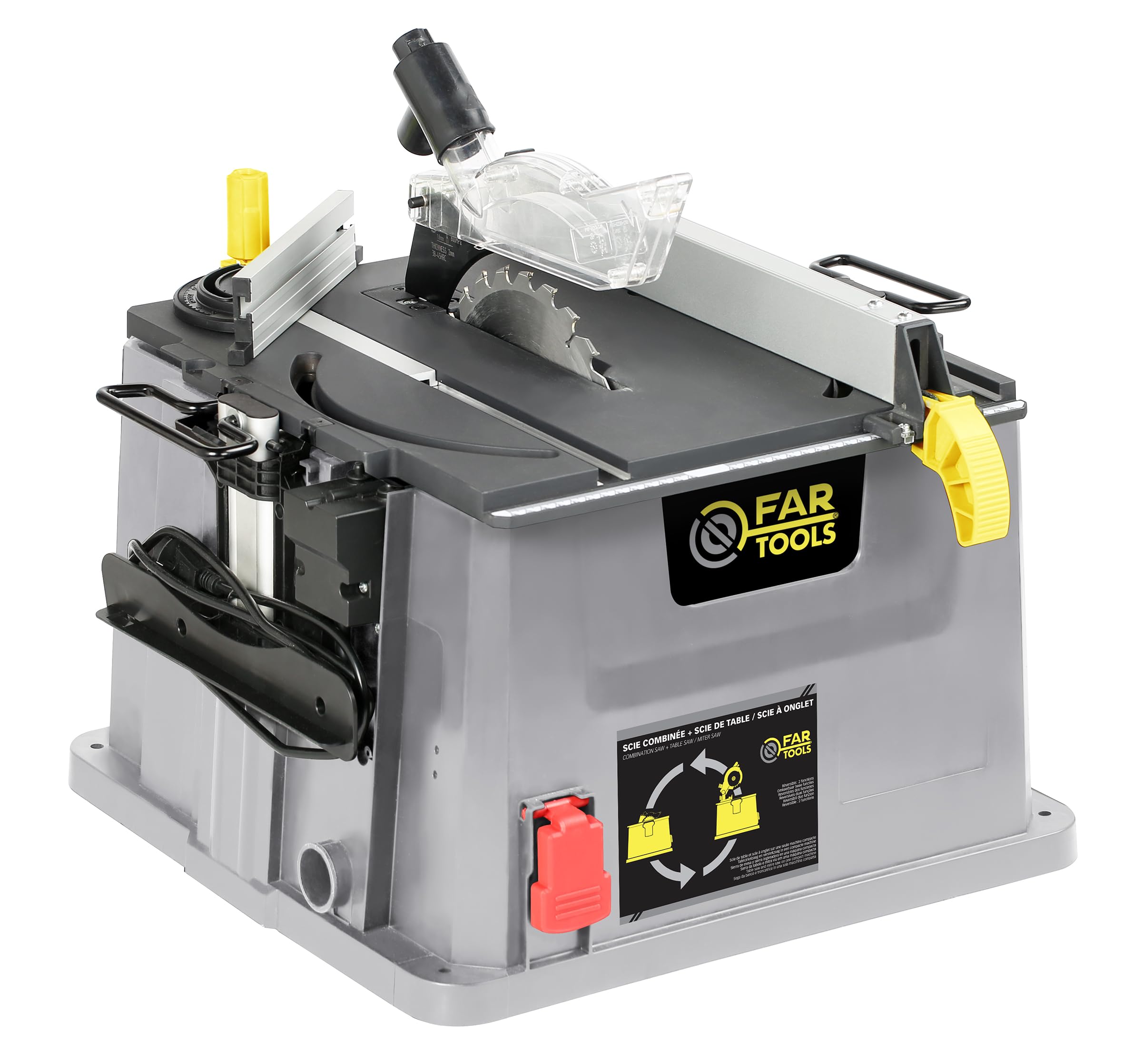 FS 210 Sierra de mesa reversible sierra ingletadora - 2 en 1 Potencia 1500 W, Diámetro 210 MM, Capacidad máxima de corte 50 MM, Función de sierra de mesa, Diámetro 25,4 MM,