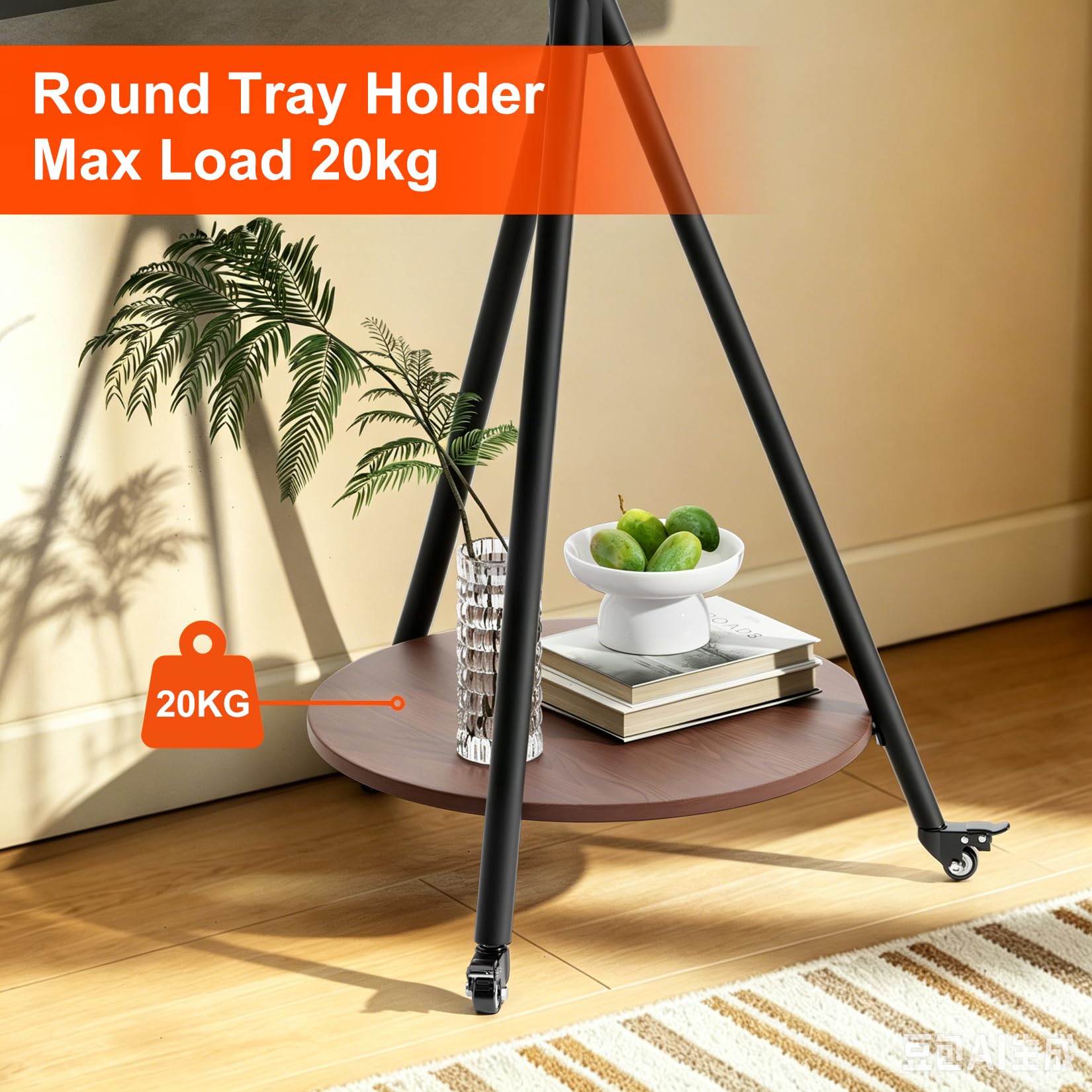 UNHO Supporto TV da Pavimento con Ruote 40-75 Pollici Peso Max 50kg Nero | Porta TV con Ruote Cavalletto Treppiede, Max VESA 600x400mm, Legno Ripiano, Regolabile in Altezza, Design moderno
