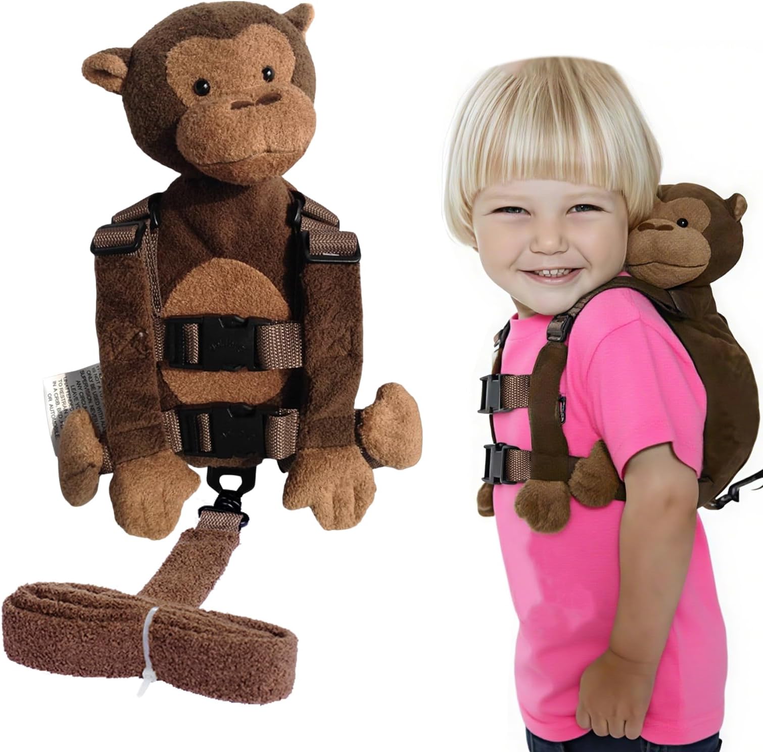 Baby Anti-Lost Bag,LouisaYork Toddler Cartoon Animal Backpack,Monkey,Baby Safety Harness with Leash Strap for 1-3 Year Old Baby Children’s Walking