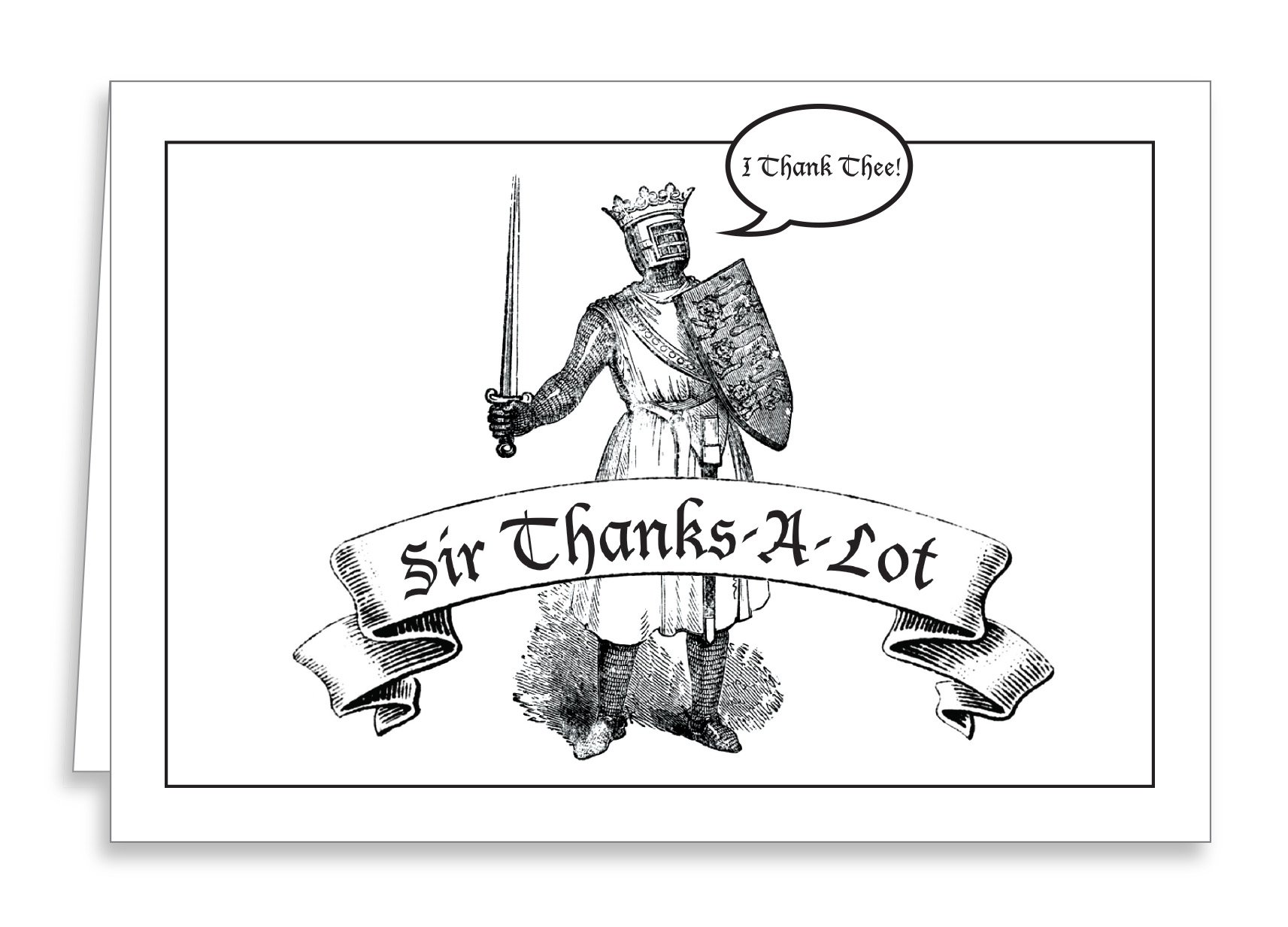 Guajolote Prints Thank You Notes 12 Cards & Envelopes Funny Sir Lancelot for Knight Themed Party