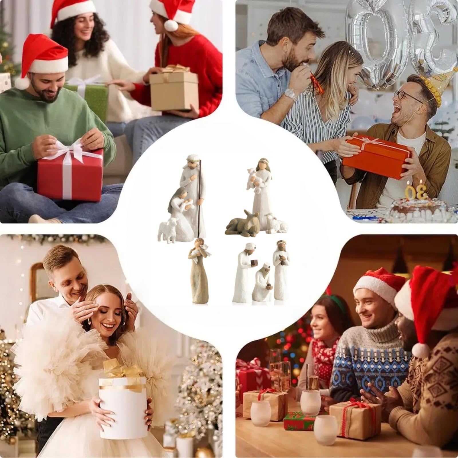 Generisch Krippenset Born Scene Figur,10-teiliges Figuren Krippe Harz, Geburt Belen Weihnachten, Weihnachtskrippe mit Figuren, Krippenszene Krippe Harz Heilige Familie, Dekoration