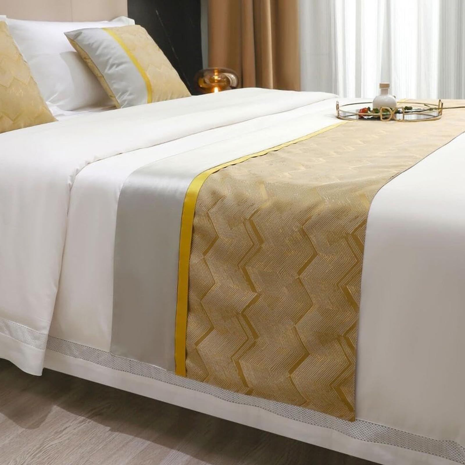Chemin de lit pour lit King Size avec taie d'oreiller 45x45 cm