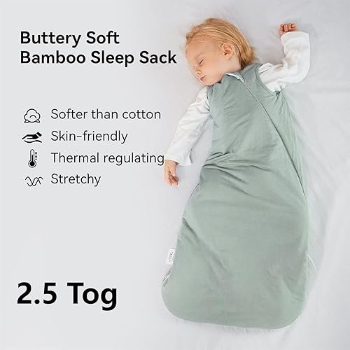 Miniatura 2 de Saco de dormir de rayón hecho de bambú, de 12 a 18 meses, 2.5 tog ultra suave, saco de dormir para bebés, unisex, con cremallera de 2 vías,