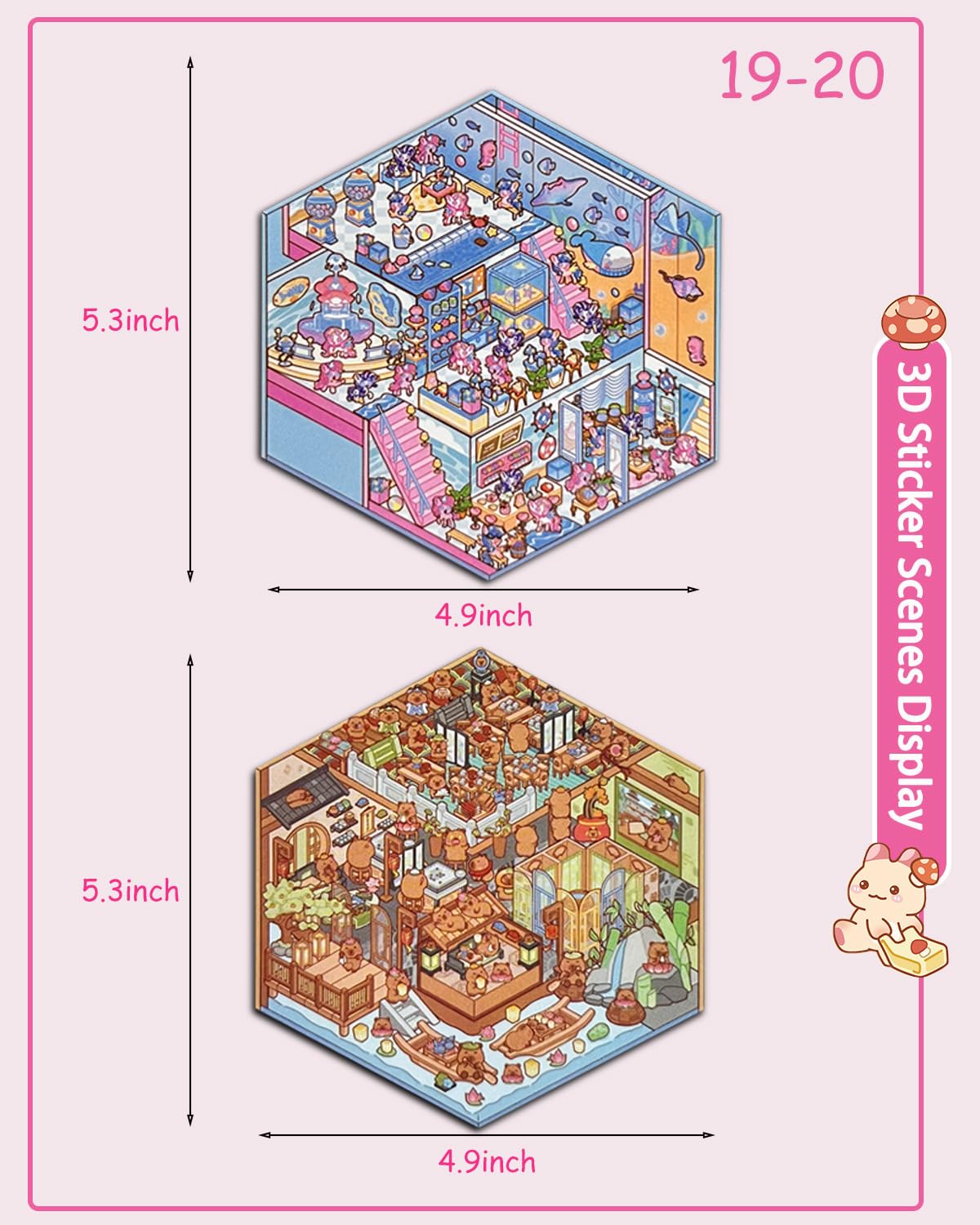 Luzhans 3D House Stickers 20 Sets - Kreative Aufkleber Für Stressabbau