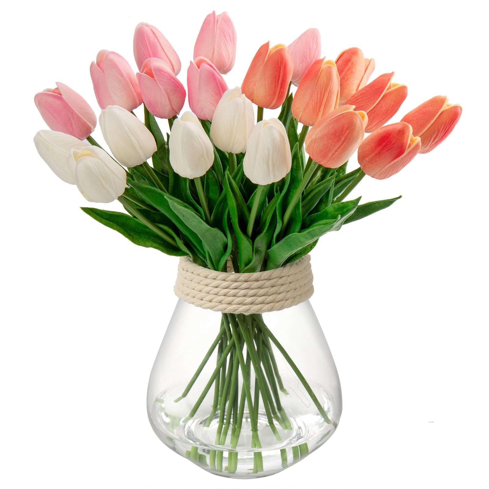 Briful 20PCS Artificial Tulips Real Touch Multicolour Artificial Flowers Bulk Fake Tulips PU Latex Material Faux Flowers Wedding Bouquet for Garden Party Home Decoration — image 1