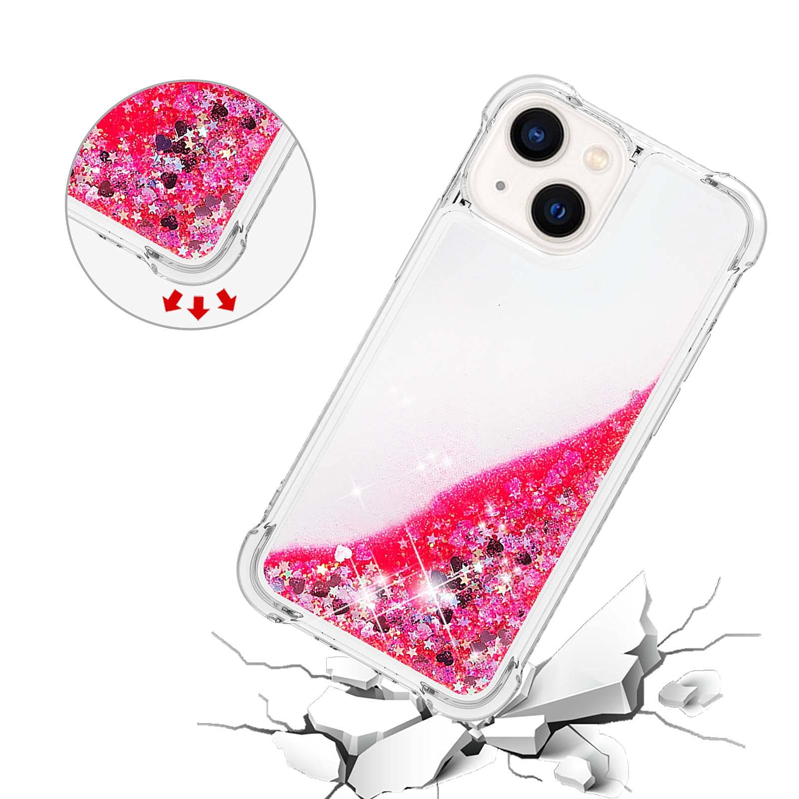 Compatible with iPhone 13 mini Case Protective Liquid Glitter, Bling Sparkle Flowing Waterfall Liquid Back Cover Soft Rubber Protection Case Glitter Phone Case Scratch Compatible with iPhone 13 mini