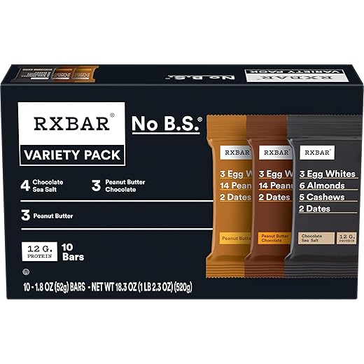 RXBAR Protein Bars, Protein Snack, Snack Bars, Variety Pack, 18.3oz Box (10 Count)