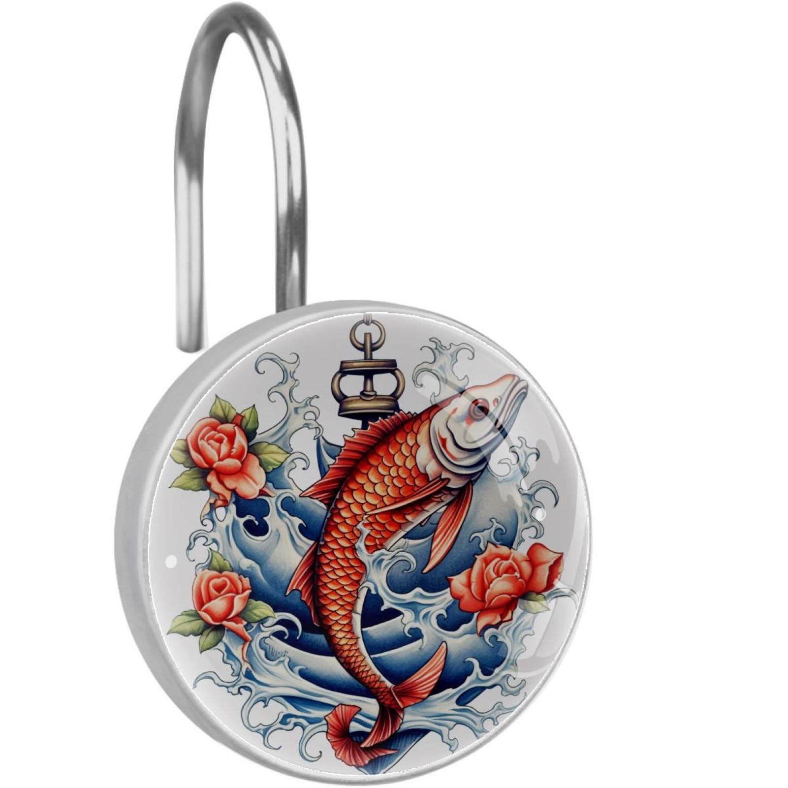 Crochets pour rideau de douche poisson décoration marine voyage
