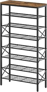 YATINEY 8 Tier Shoe Rack, Shoe Storage Organizer, Large Capacity Shoe Shelf Holds 32 Pairs of Shoes, Sturdy and Stable, for Entryway, Hallway, Closet, Dorm Room, Rustic Brown SS08BR