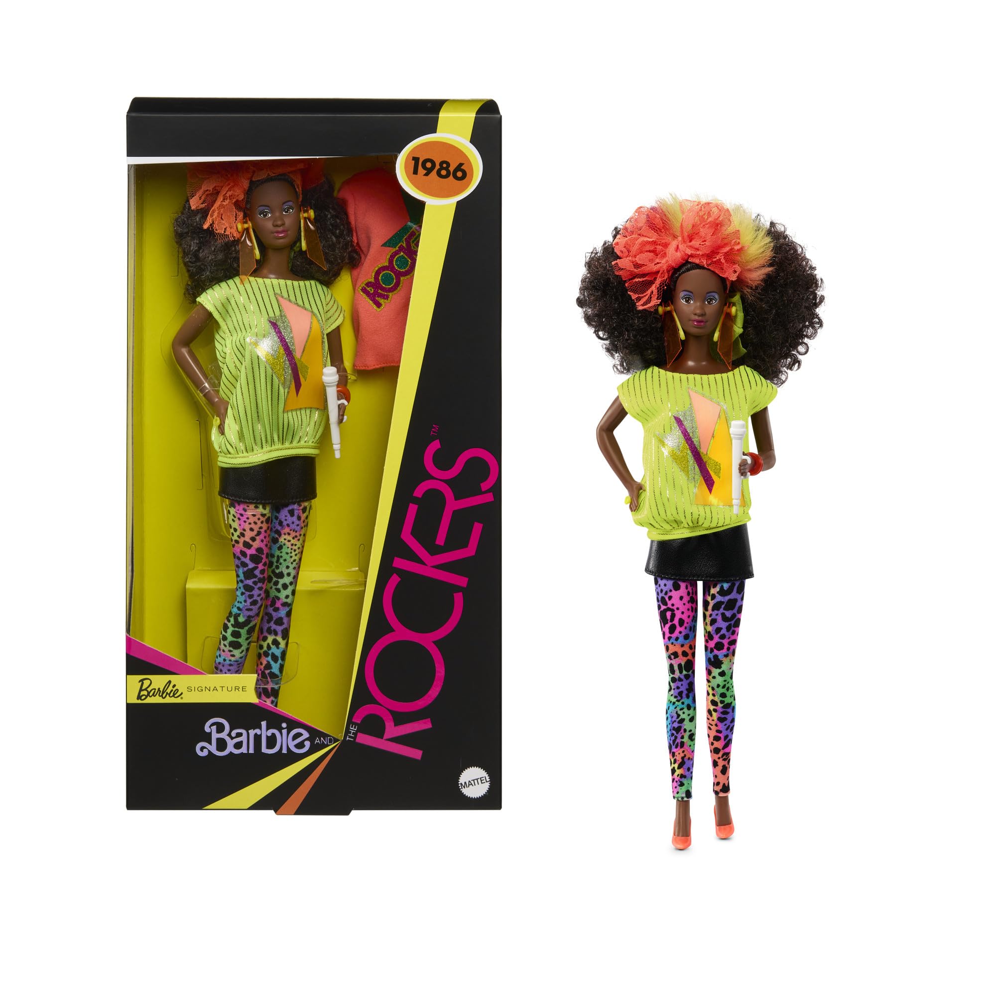 Barbie Signature-Puppe, The Rockers Sammelfigur Repro-Deedee-Puppe, 40. Jubiläum der Produktlinie von 1986, Puppenständer und ausstellbare Verpackung, JJY11 - 1