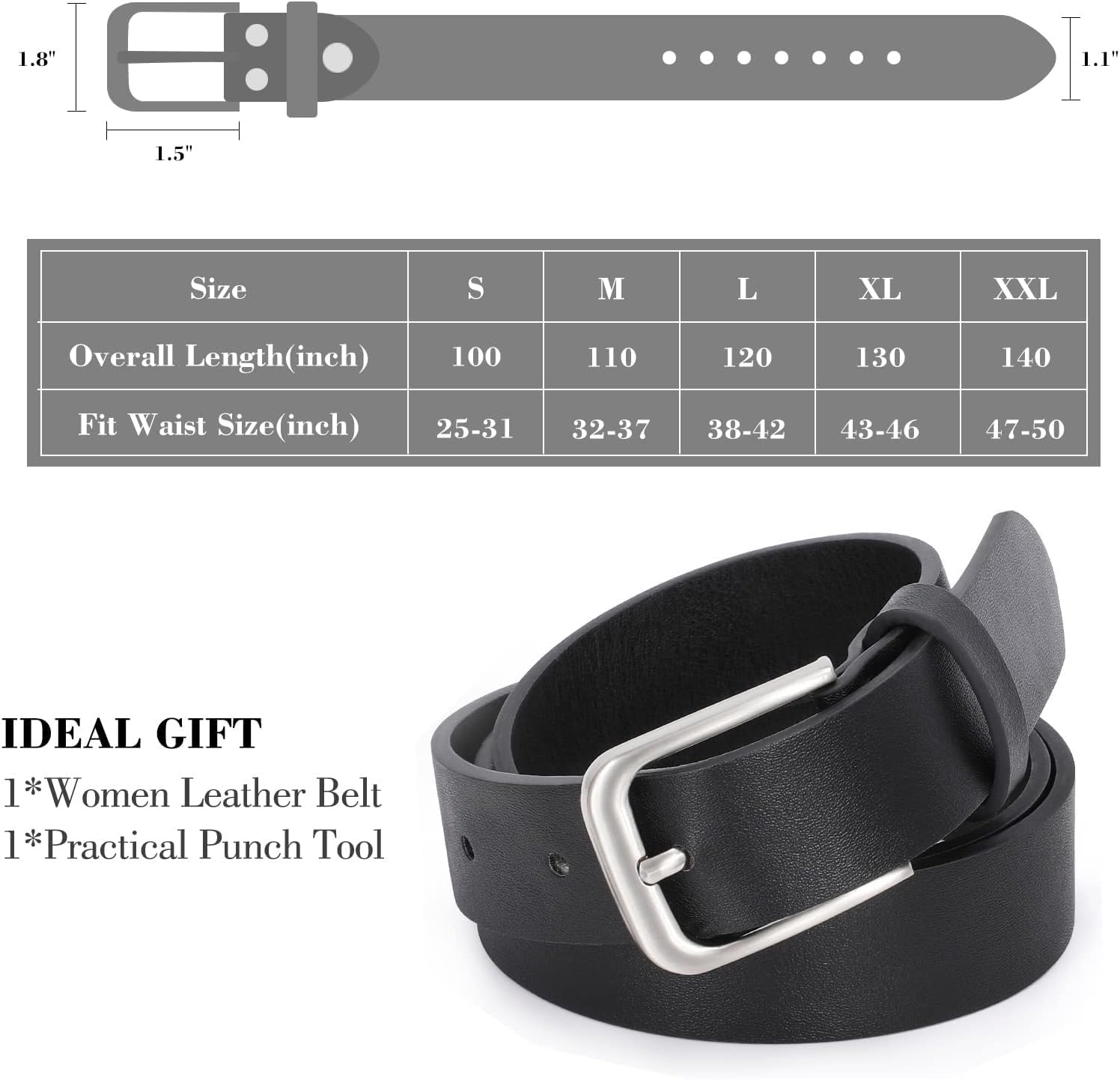 WHIPPY Women Casual Leather Belt for Jeans Pants, Fashion Ladies Waist Dress Belt - Image 7
