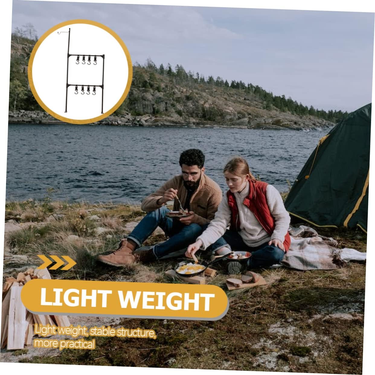 Outdoor Camping Light Rack Foldable Aluminum Alloy Tabletop Multi-Functional Storage Stand for Picnic and Cooking Portable Camping Sundries Organizer