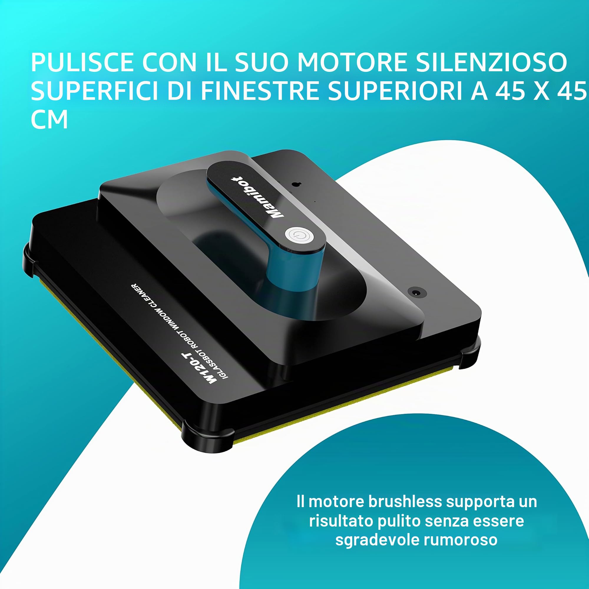 Mamibot Robot per finestre W120-T [1 m² in meno di 3 min] – Aspirapolvere automatico per finestre con panni in microfibra – Pulizia flessibile e sicura su diverse superfici – facile controllo dell'app