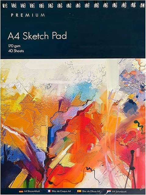 AINN - Spiral Bound Sketch Book Art/Scratch Pad A4, 170 GSM, Spiral Bound Sketch Pad Sketch Paper for Artists. Ideal for The Studio, School Or at Home