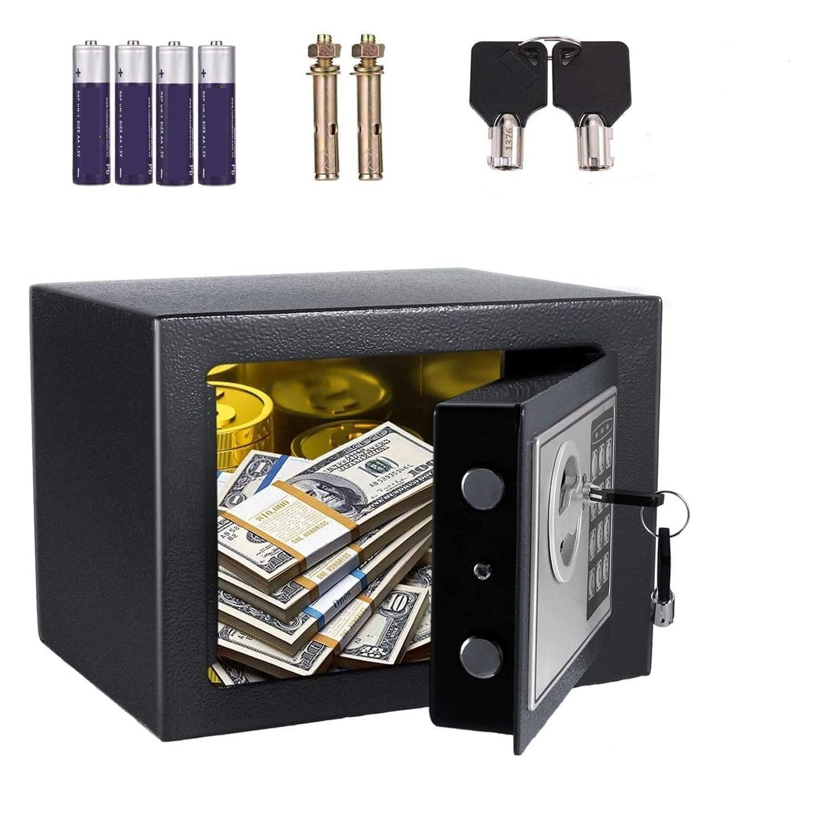 Caja Fuerte Ignífuga E Impermeable, Caja Fuerte Tipo Armario, Caja Fuerte con Cerradura, Hucha, Caja Fuerte Ignífuga/Blanca,Black