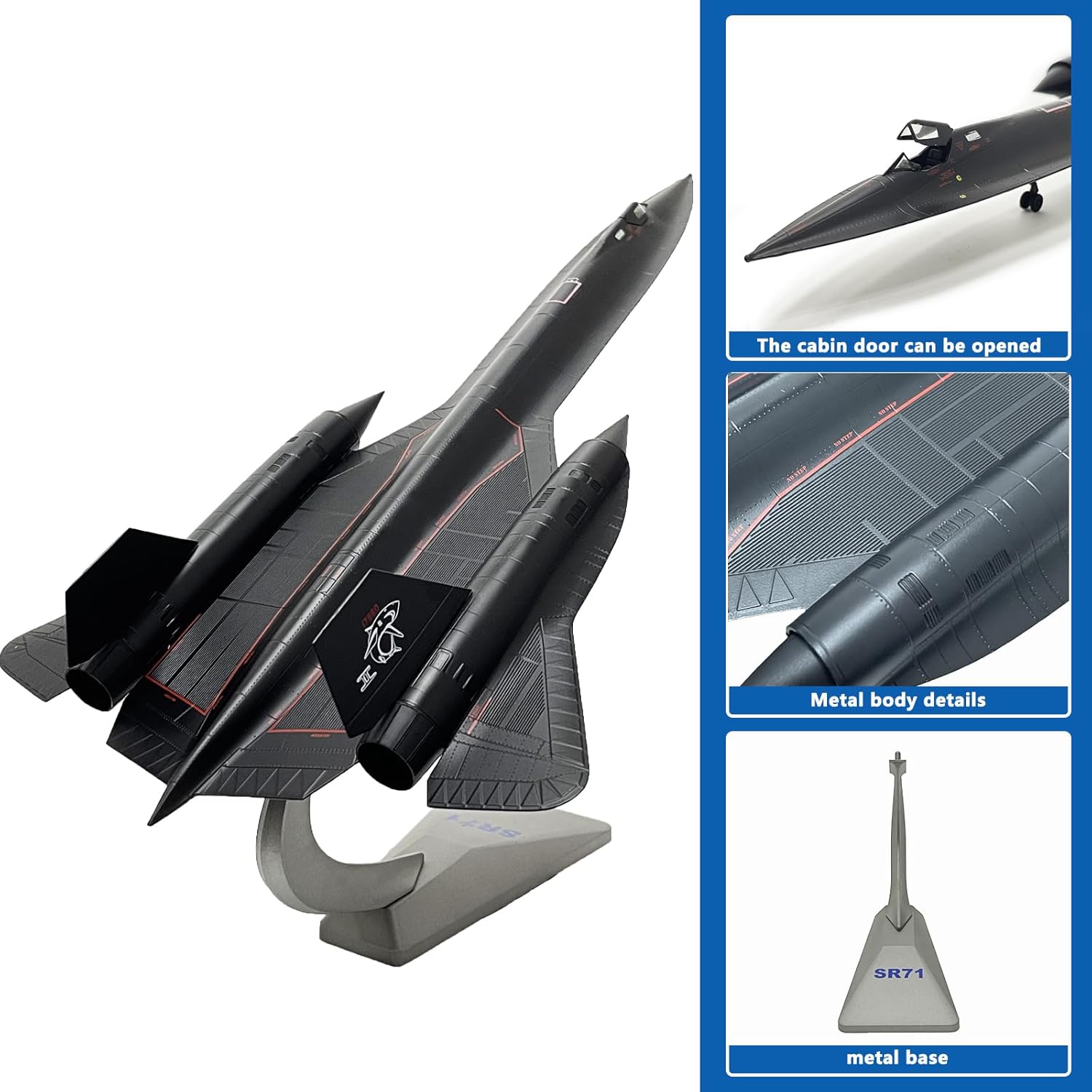 1/72 Scale SR71 Model - 17.9 Inch Length - Metal Military Aircraft Replica - Premium Gift and Collectible