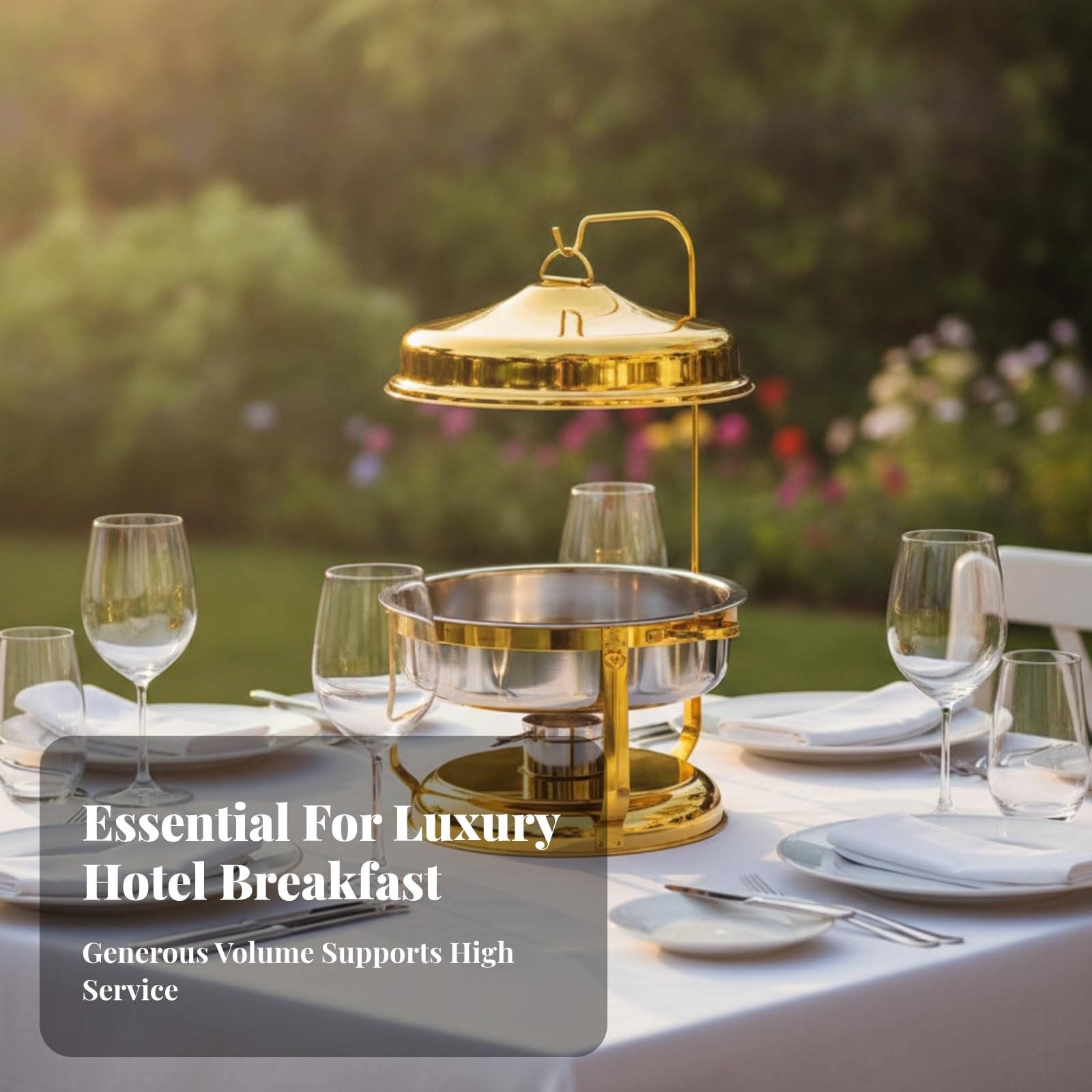 Scaldavivande Lucido Chafing Dish con Coperchio a Cupola, Stabile, Scaldavivande con Coperchio a Rullo, per Banchetti, Oro