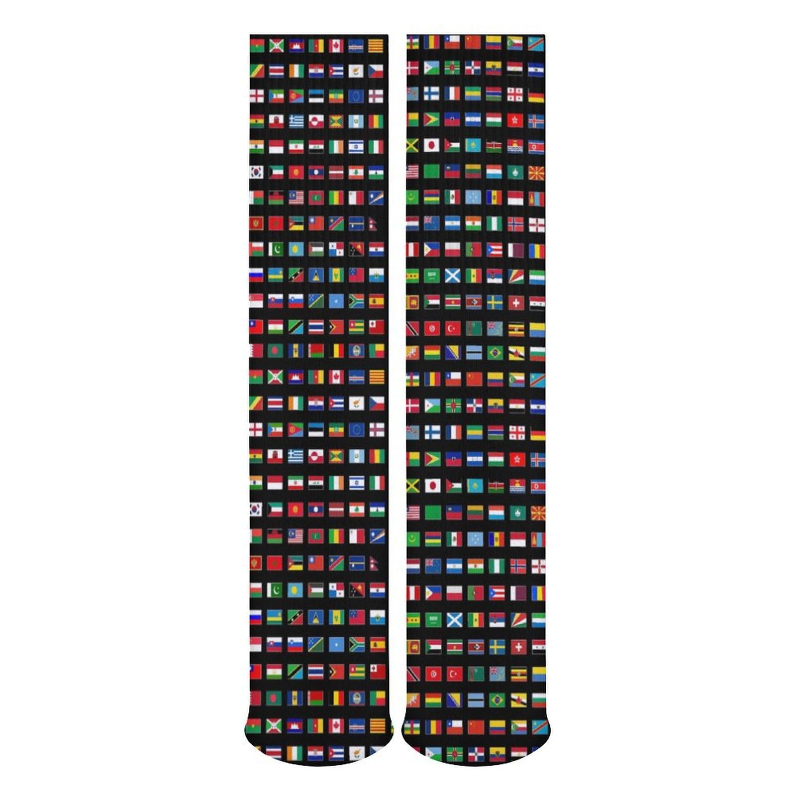 Calcetines de banderas del mundo para mujeres y hombres, suaves, transpirables, novedosos, calcetines atléticos, divertidos calcetines de vestir locos