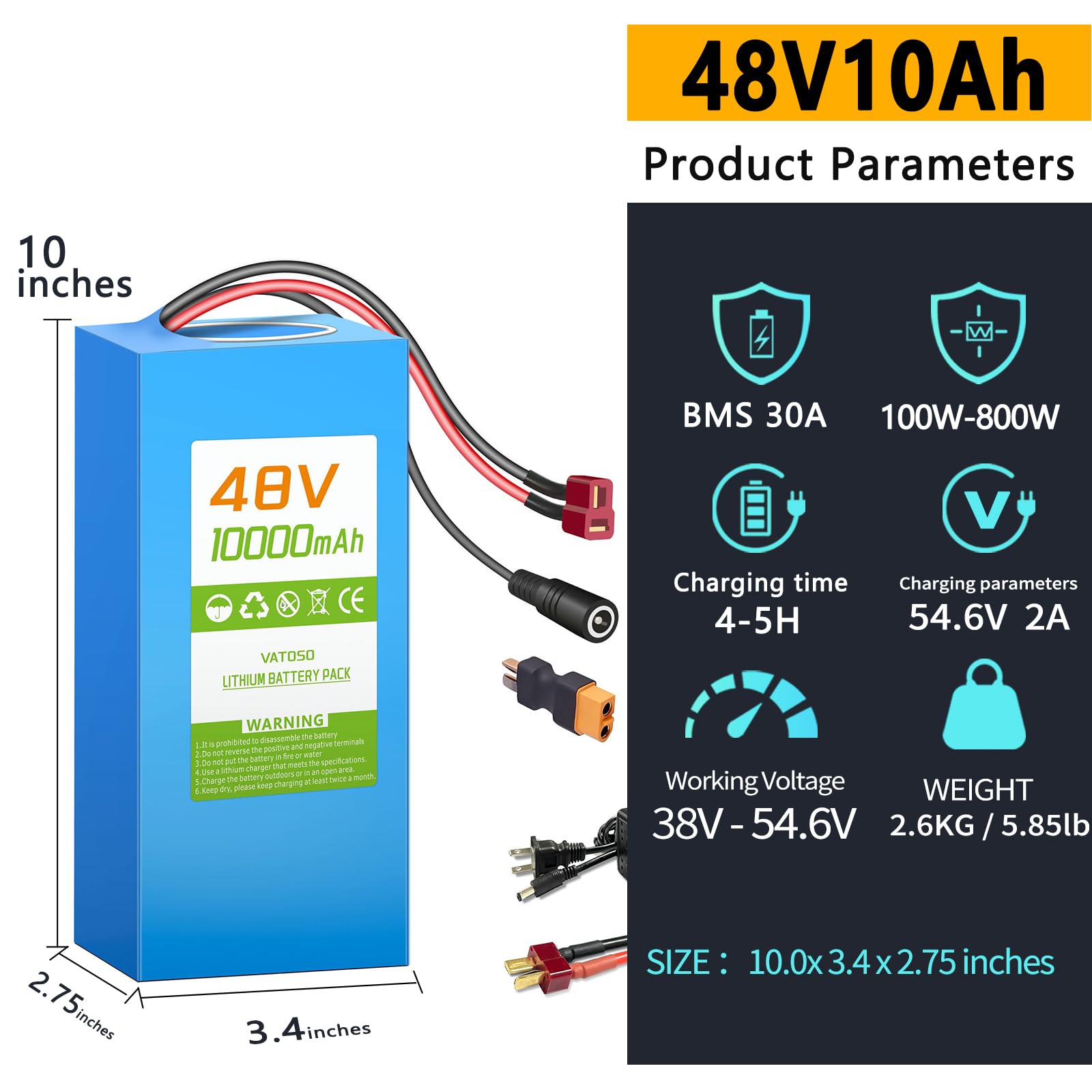E-BIKE BATTERY 48V 10000MAH バッテリー本体 Amazon.com: 48V Lithium Ebike Battery with 30A BMS, Compatible