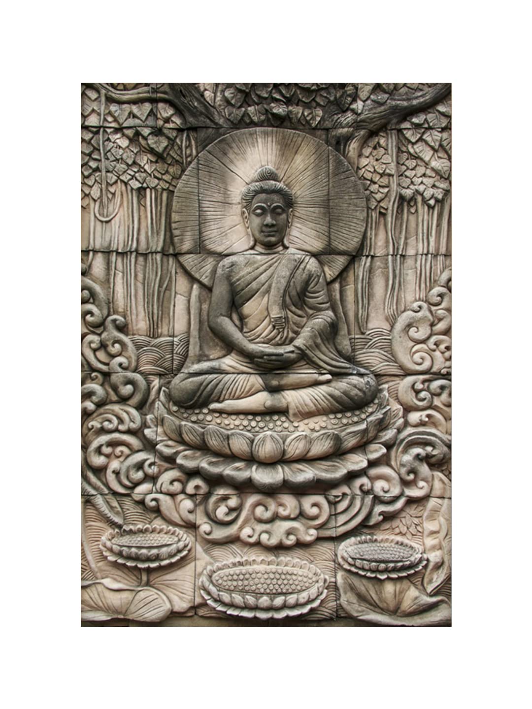 999STORE 3D Print Latest Door Living Room Bed Room Home Hall Wall Stickers Sheet roll Lord Gautam Buddha Budha Meditating Mural Wallpaper for Wall (Vinyl Self Adhesive 36X60 Inches) NonW350853 2