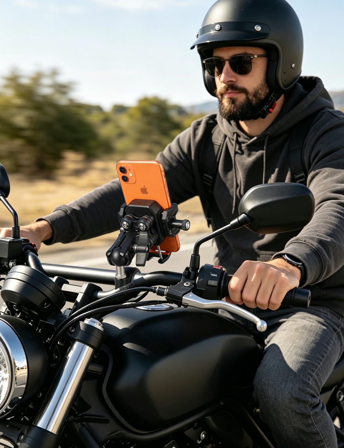 koolehaoda Support Telephone Moto avec Amortisseur de Vibrations [Double Amortisseur] Support de Téléphone Rotatif à 360° pour Moto, Vélo, VTT, UTV, Scooter Compatible avec 5,4-7,2" Smartphone
