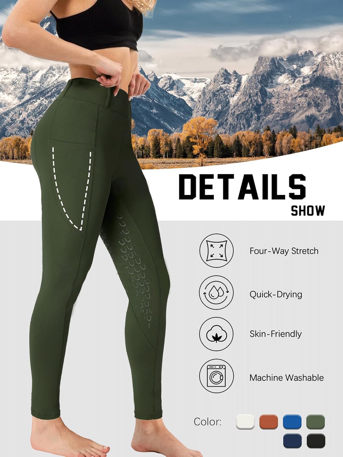 Women's Horse Riding Pants Active Silicon Grip Full Seat Breeches for Women Equestrian Pants - Image 5